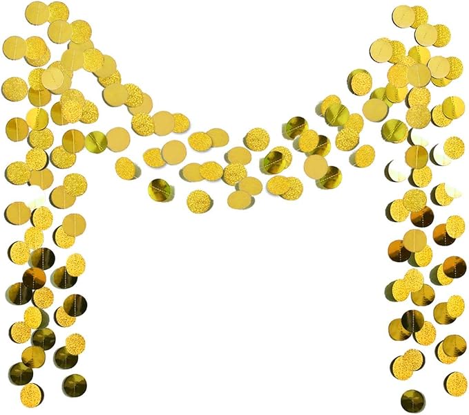 6 Pcs Glitter Gold Paper Circle Dots Garland by TTSAM