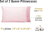 Sunflower Queen Pillowcases Set of 2, 100% Cotton Queen Pillow Cases 2, 20×30 inches Dark Pink, Soft and Breathable