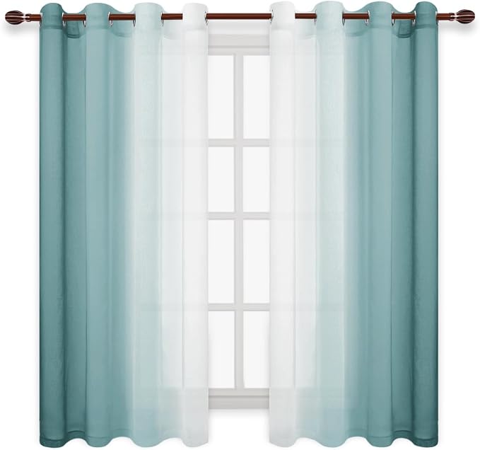 DWCN Faux Linen Ombre Sheer Curtains - Image 2