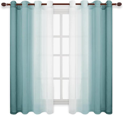 DWCN Faux Linen Ombre Sheer Curtains - Image 2