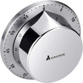 Kitchen Timer, Chef Cooking Timer Clock with Loud Alarm, No Batteries Required, 100% Mechanical - Magnetic Backing, Exquisite Stainless Steel Body - Countdown Reminder - Silver 1Pack