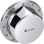 Kitchen Timer, Chef Cooking Timer Clock with Loud Alarm, No Batteries Required, 100% Mechanical - Magnetic Backing, Exquisite Stainless Steel Body - Countdown Reminder - Silver 1Pack
