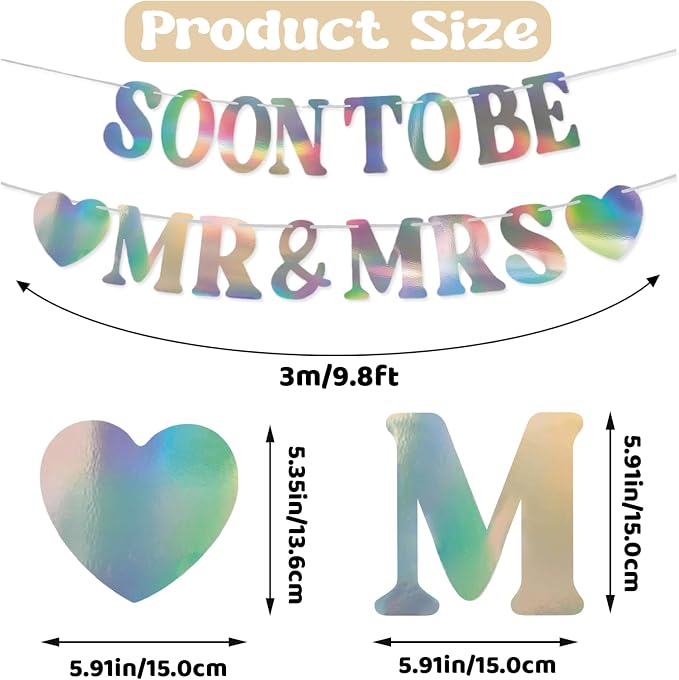 Soon To Be Mr & Mrs Banner, Bridal Shower Sign, Pre-Strung Laser Wedding Banner - Image 2