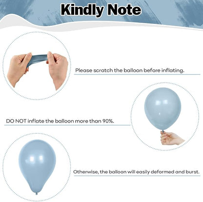 Dusty Blue White Balloons 60 Pcs Dusty Blue White Sand Balloons 12 Inch Neutral - Image 3