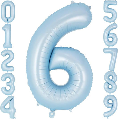 Light Blue Number 6 Balloon, 40 Inch Big Large Foil Number Balloons, Giant by AIQINHU