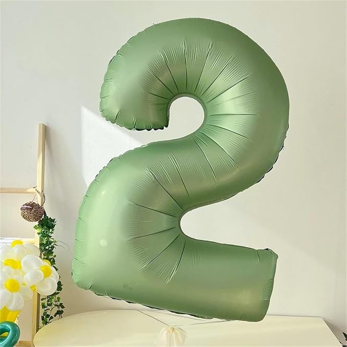 40" Balloon Number 2 Sage Green, Large Foil Number Balloons Set 0-9, Olive - Image 5