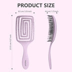 Detangling Brush, Dry and Wet Vented Detangler Hair Brush for Women and Men, Professional Paddle Curved Styling Hairbrush for Wet/Dry/Curly/Thick/Long/Damaged Hair, Purple