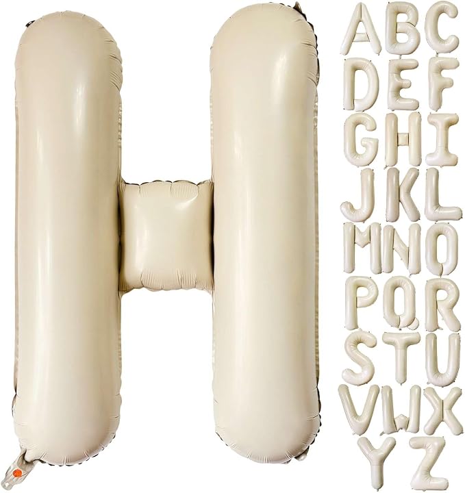 Cream White Letter H Balloons, 40 Inch Giant Letter Balloons H Foil Mylar by Lovoir