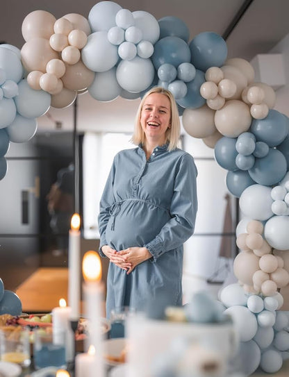 Dusty Blue and Gold Balloons, Baby Blue White Champagne Gold Balloon | 50 Pcs - Image 6