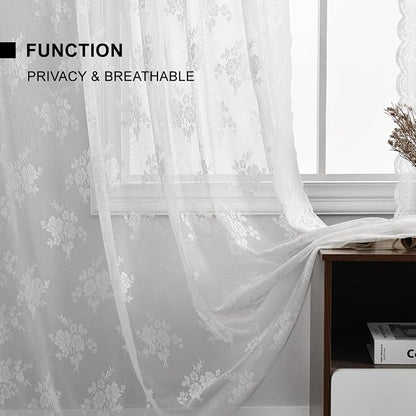 Kotile White Vintage Lace Curtains - Image 6