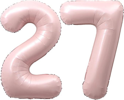 40 Inch Light Pink Number 27 Balloon 0-9 27th Foil Big Giant | Digital by SULALABOO