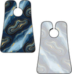 Adjustable Beard Bib, Non-Stick Hair Catcher Cape for Men's Shaving, Waterproof with 2 Suction Cups, Luxury Marble Texture Gold and Blue Shave Bib