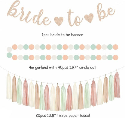 Sage-Green Pink-Beige Bridal-Shower Party-Decorations - Image 2