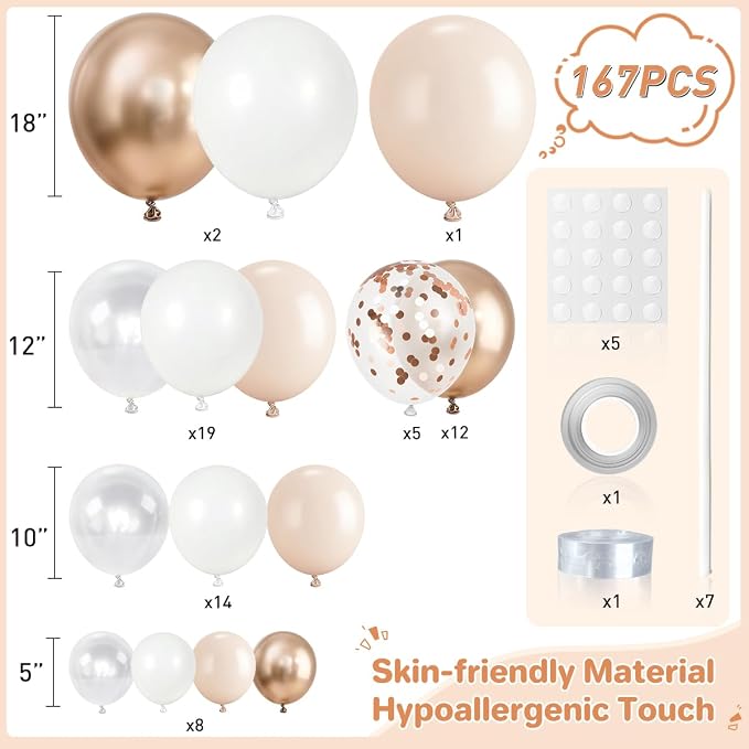White Champagne Gold Balloon Garland Arch Kit - Image 2