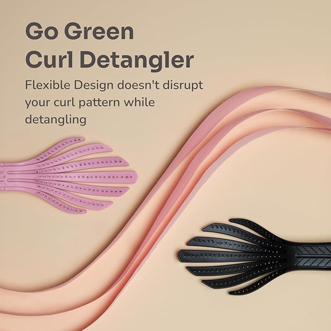 Wet Brush Go Green Curl Detangler Hair Brush - Black - Ultra-Soft IntelliFlex Detangling Bristles Glide Through Tangles with Ease - Great For Curly Hair - No Split Ends & Pain-Free (Pack of 2)