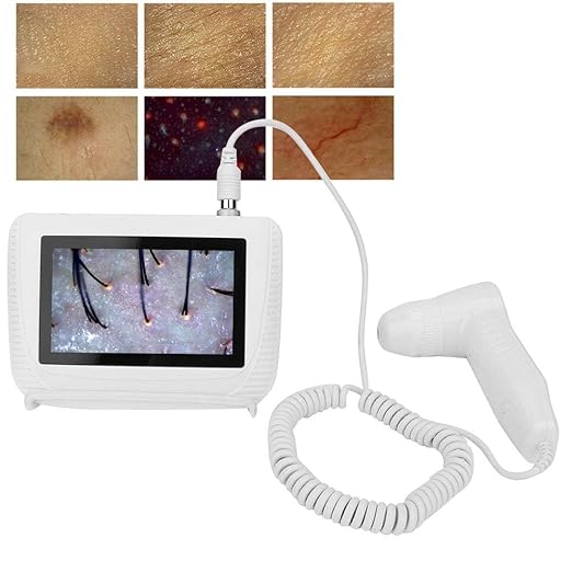 Skin Hair Analyzer, 5-inch 50X/200X Scalp Analysis Machine Rechargeable Hair Follicle Skin Analyser Tester Machine HD Scalp Detector Digital Skin Health Detection for Home Salon