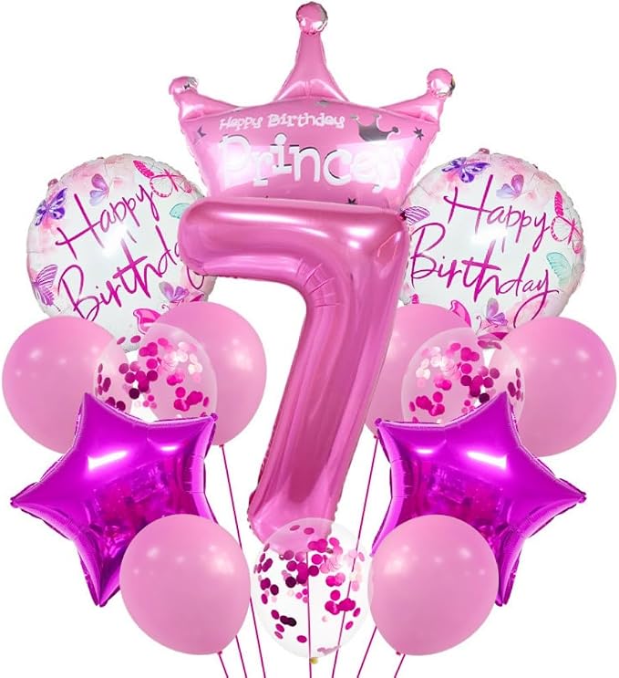 32 inch Pink Number 7 Balloons，7th Large Foil Balloons Pink Decorations by Unknown