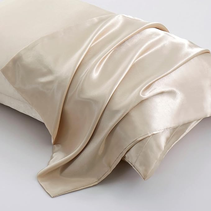 Aormenzy Satin Body Pillow Cover Set of 2, 20x54 Inches Taupe Case for Adults, Silky Soft & Cooling Pillowcase With Envelope Closure