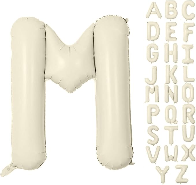 Letter Balloon 40Inch Cream White Big Alphabet Balloons Letter M | Giant Foil by YUNSHANGMO