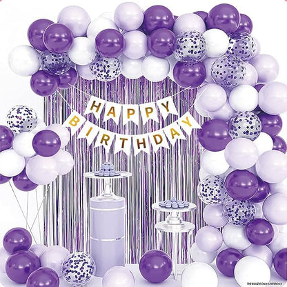ZHENGYE Purple Birthday Party Decorations Kit Happy Birthday Banner Fringe by ZHENGYE