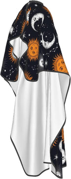 Full Coverage Hair Styling Cape, Sun Moon Stars Constellation Professional Hair Cutting Apron Haircuting Salon Cape Gown for Barbers