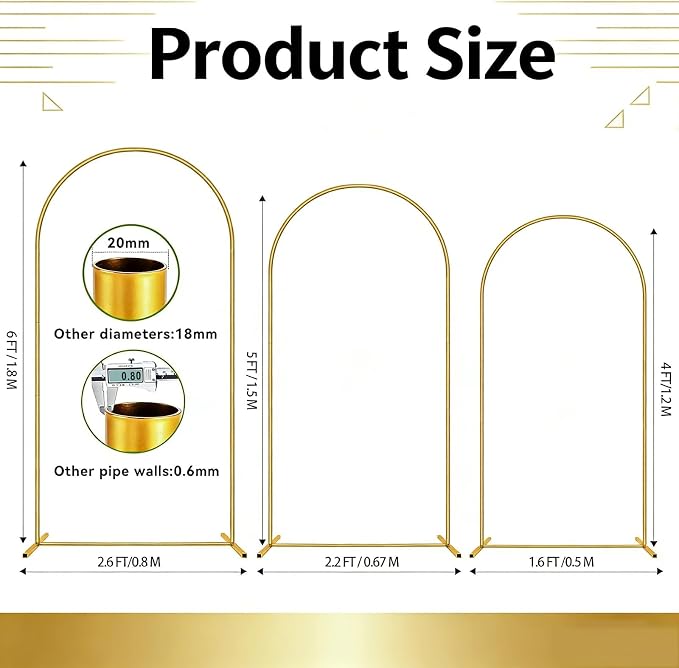 Balloon Arch Stand, Arch Backdrop Stand, Metal | 4FT+5FT+6FT, Three Storage Bags - Image 2