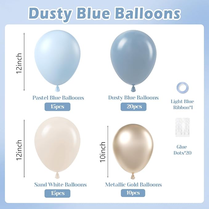 12inch Dusty Blue Balloons - Image 2