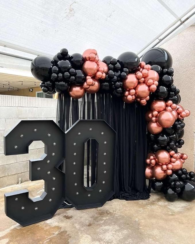 Rose Gold and Black Balloons Garland Arch Kit - Image 7