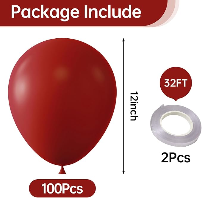10 Inch Burgundy Red Balloons - Image 2