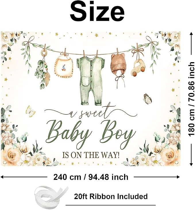 Mocsicka Baby Shower Backdrop Banner Cute Clothes Baby Shower Background a - Image 4