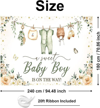 Mocsicka Baby Shower Backdrop Banner Cute Clothes Baby Shower Background a - Image 4