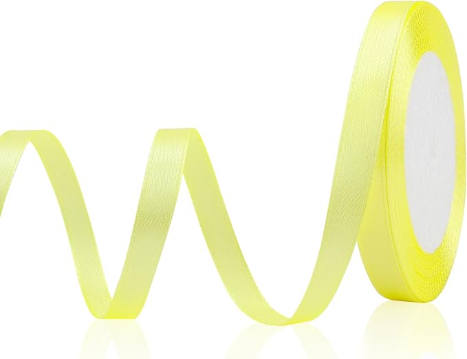 Yellow Ribbon for Gift Wrapping 3/8 in 25 Yards Satin Ribbon Lemon Yellow by OALCQ