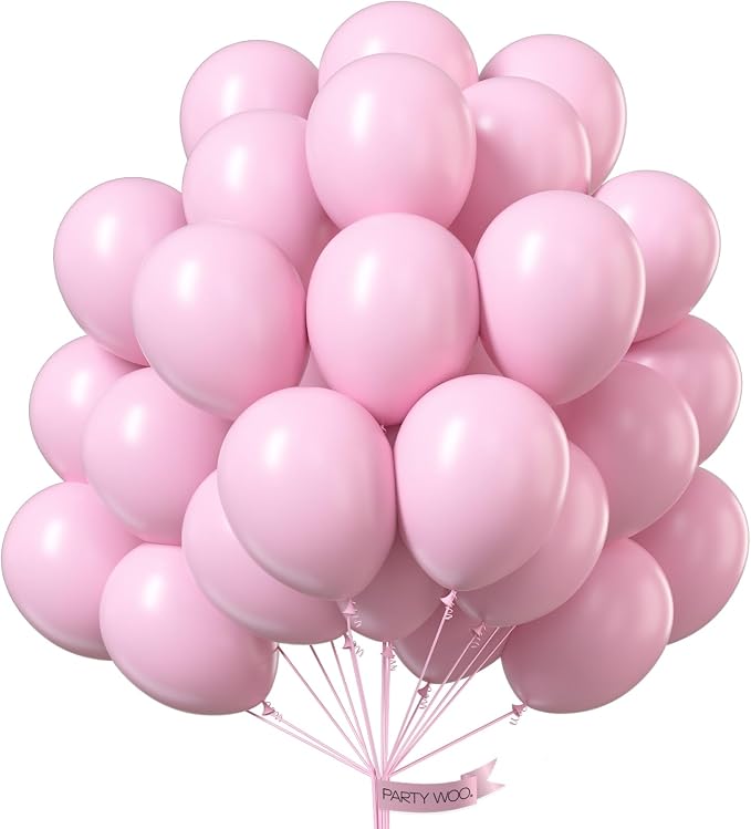 PartyWoo Baby Pink Balloons 100pcs Pastel Pale Pink Color 12 Inch | Balloons by PartyWoo