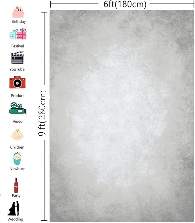 6x9ft Grey Portrait Photography Backdrops Solid Texture Abstract Photo - Image 3