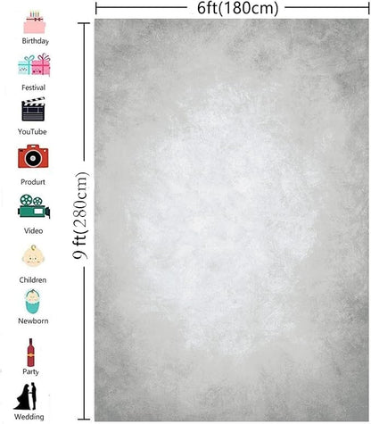 6x9ft Grey Portrait Photography Backdrops Solid Texture Abstract Photo - Image 3