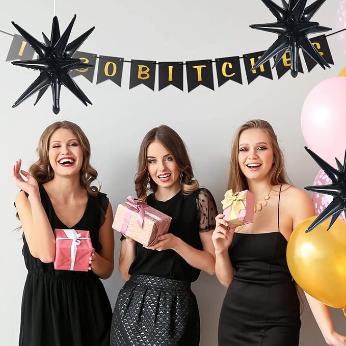 TONIFUL 4 Pcs Explosion Star Balloons Black Foil Balloon Party Decorations | 22 - Image 4