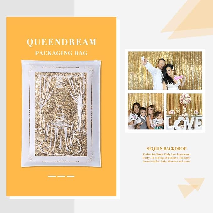 7ft x 7ft Gold Sequin Backdrop Curtain Glitter Photo Booth Backdrop | Glitter - Image 9