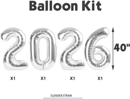 Silver 2026 Balloons, 22 Number Balloon, 40 Inch Foil Big Number Balloons - Image 6