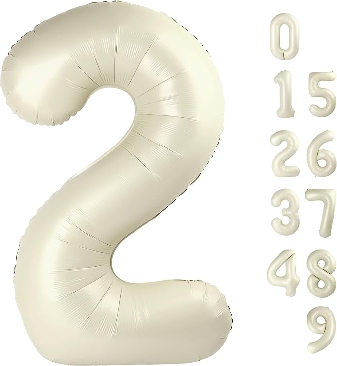 2 Balloon Number 40 Inch Cream Balloons by Mluchee