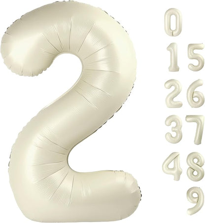 2 Balloon Number 40 Inch Cream Balloons by Mluchee