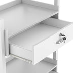Paddie Salon Trolley Cart, Salon Tray Wooden Mobile Utility Cabinet with 2 Lockable Drawers, Rolling Storage Station Medical Esthetic Supply Holder for Beauty Spa (2 Drawers, White)