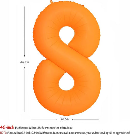 Orange Birthday Number 8 Balloon 40 inch Fluorescent Orange Number 8 | Helium - Image 2