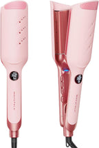 Wavytalk Power Wave Hair Crimper, Curling Iron Hair Crimper Waver, Ventilation Design for Less Damage, Ionic Reduces Frizz, Effortless-Curler, Dual Voltage Crimping Iron, Pink