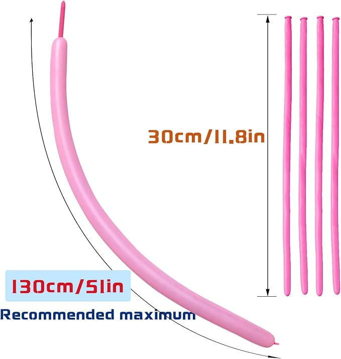 Pink 260 Long Skinny Twisting Animal Balloons, Rainbow Balloons - Image 3