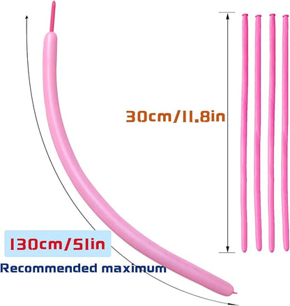 Pink 260 Long Skinny Twisting Animal Balloons, Rainbow Balloons - Image 3