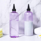 Applicator Bottle for Hair, 16.9 ounce Hair Color Applicator Bottle 2 Pack Squeeze Bottle Transparent Oil Bottles for Hair, PET Plastic Refillable Bottles with Twist Top Cap,Clear Purple