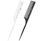 Rat Tail Comb 2-in-1 Rat Tail Comb for Women - Fine Tooth Parting Tip, Carbon Fiber Root Teasing, Anti-Static - Hair Combs for Styling(White, Black)