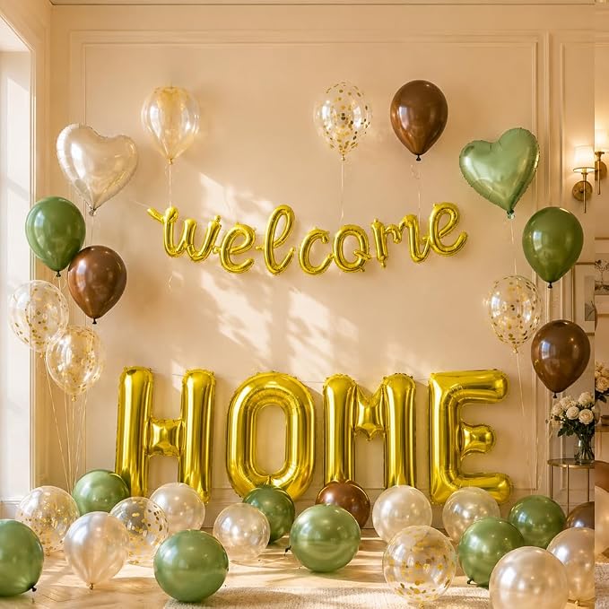 TONIFUL 2 Size Gold Foil WELCOME HOME Balloons Banner Letter Decorations | - Image 8