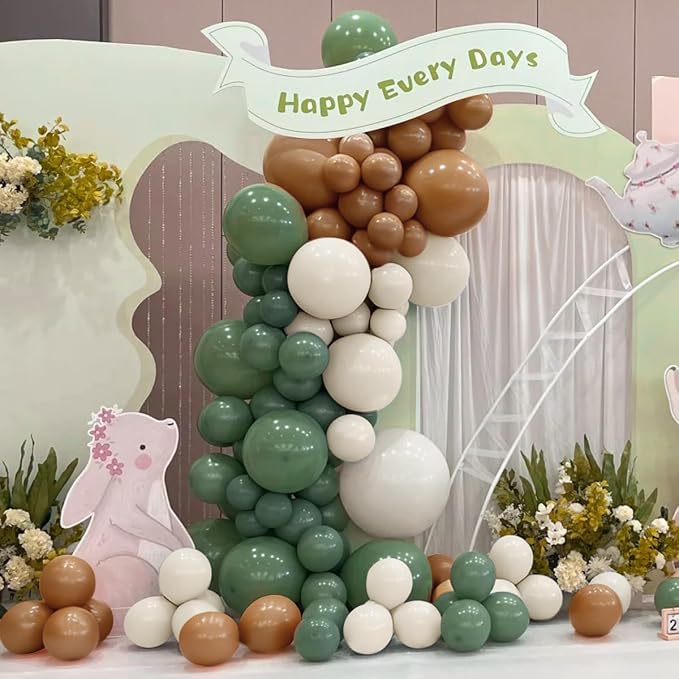 MEBAY Sage Green Brown White Garland Arch Kit - Image 4