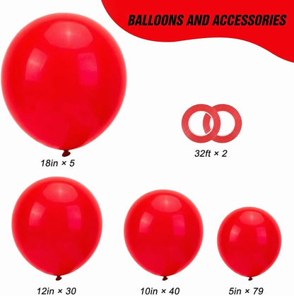 RUBFAC Red Balloons Different Sizes Red Balloon Arch Kit 154pcs | Premium Latex - Image 2